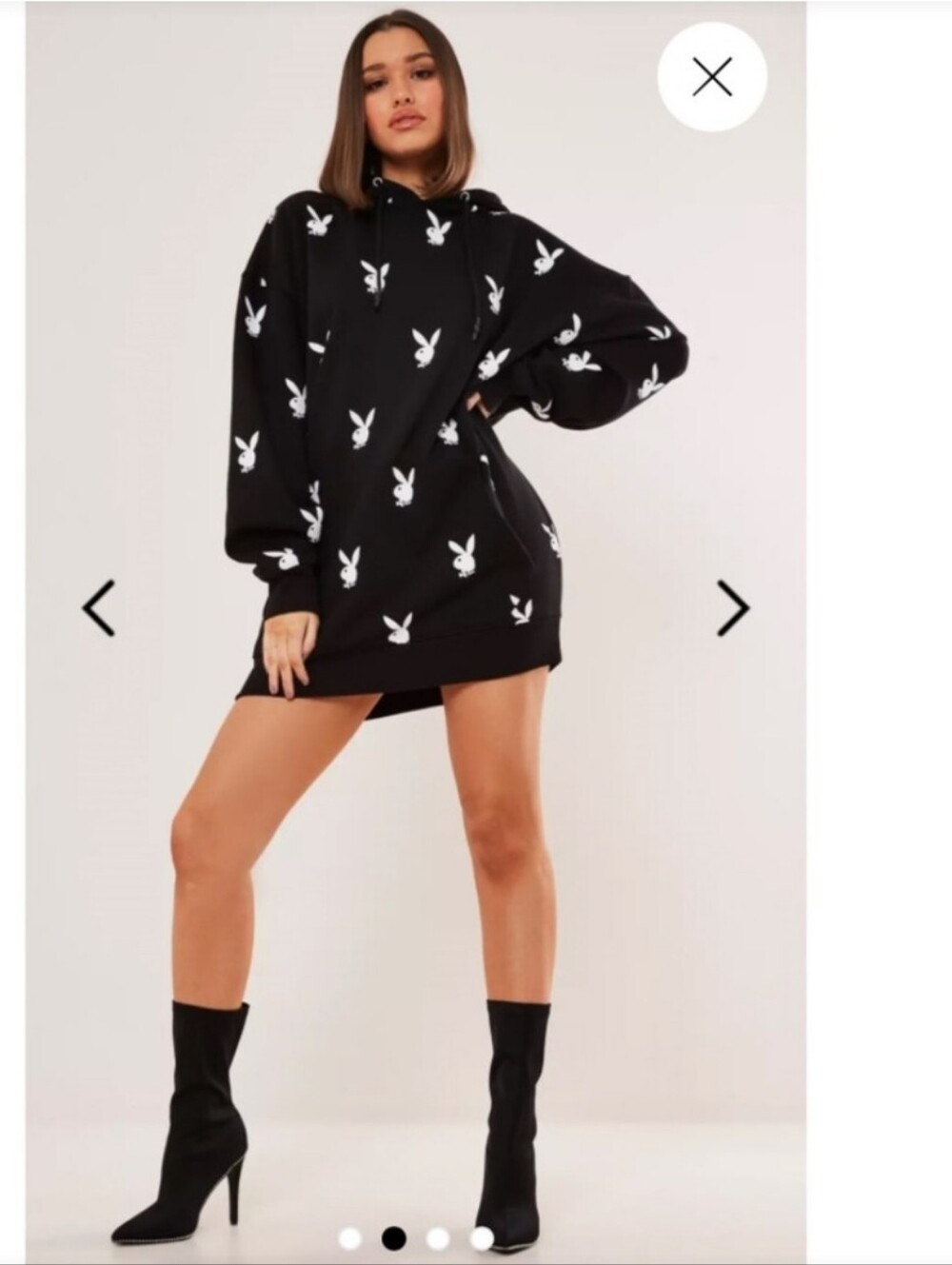 Missguided X Playboy Black & White Hooded Mini Dress - Size 4